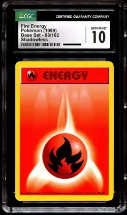 CGC 10 GEM MINT Fire Energy 98/102 Base Set SHADOWLESS Pokemon Card - Image 2