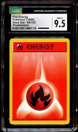 CGC 9.5 MINT+ Fire Energy 98/102 Base Set SHADOWLESS Pokemon Card - Image 2