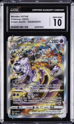 POKEMON CROWN ZENITH CARD NUM #GG44/GG70 MEWTWO VSTAR CGC 10 GEM MINT - Image 1