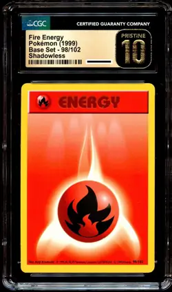 CGC 10 PRISTINE Fire Energy 98/102 Base Set SHADOWLESS Pokemon Card - Image 2