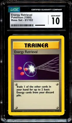 CGC 10 GEM MINT Energy Retrieval 81/102 Base Set Pokemon Card - Image 2
