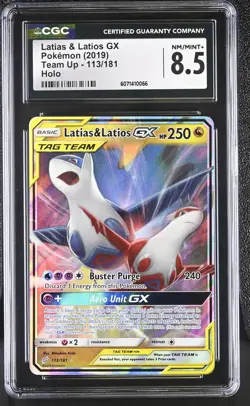CGC 8.5 Latias & Latios GX 2019 Team Up 113/181 Holo Pokemon Card - Image 1
