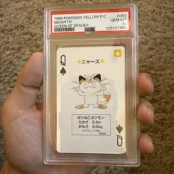 1998 POKEMON YELLOW VERSION PLAYING CARDS QUEEN OF SPADES #052 MEOWTH PSA 10 - Image 1