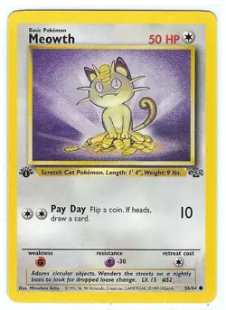 Meowth 56/64 - 1ST EDITION - Jungle Set - Vintage 1999 WOTC - NM - Image 1