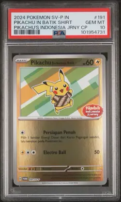 PSA 10 - Pikachu in Batik Shirt 191/SV-P Reverse - Pokemon Indonesia Exclusive - Image 1