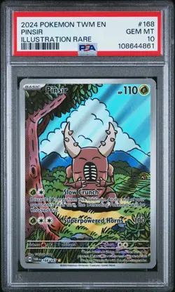 2024 POKEMON TWM EN-TWILIGHT MASQUERADE ILLUSTRATION RARE #168 PINSIR PSA 10 - Image 1