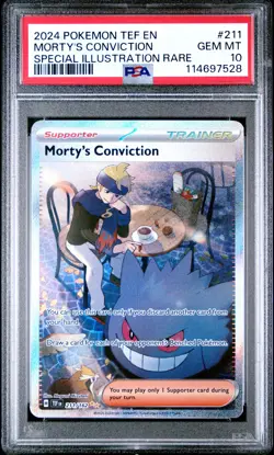 2024 POKEMON TEF EN-TEMPORAL FORCES #211 MORTY'S CONVICTION PSA 10 - Image 1
