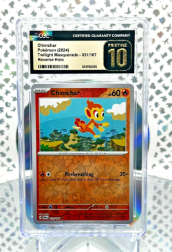 CGC PRISTINE 10 Chimchar 031/167 Twilight Masquerade Reverse Holo Pokemon Card - Image 1