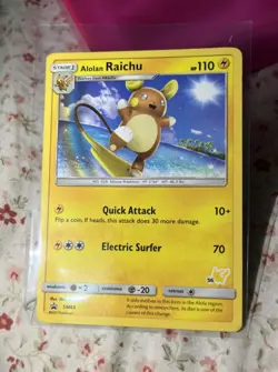 Pokemon Alolan Raichu Card #56 Pikachu Stamped, SM65 Battle Academy Regular - Image 1