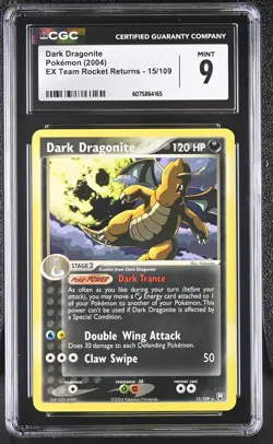 CGC 9 MINT Dark Dragonite 2004 EX Team Rocket Returns 15/109 Pokemon Card - Image 1