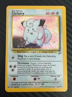 Pokemon TCG Clefairy 6/130 Base Set 2 Holo Rare Unlimited LP/MP - Image 1