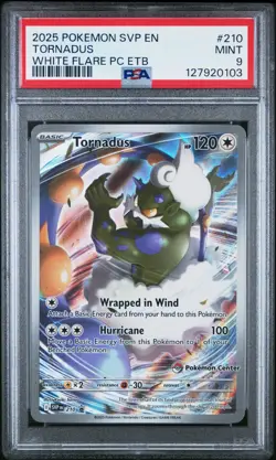 2025 POKEMON WHITE FLARE POKEMON CENTER ETB PROMO SVP #210 TORNADUS PSA 9 - Image 1
