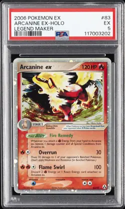 2006 POKEMON EX LEGEND MAKER #83 ARCANINE EX-HOLO PSA 5 - Image 1