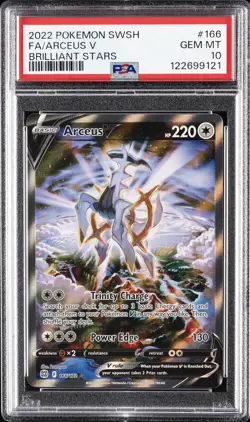 2022 POKEMON SWORD & SHIELD BRILLIANT STARS #166 FULL ART/ARCEUS V PSA 10 - Image 1
