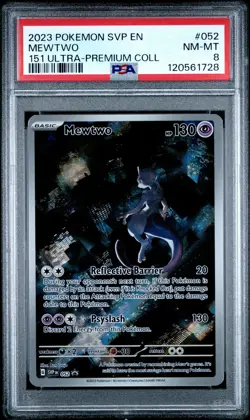 2023 POKEMON SVP EN-SV BLACK STAR PROMO 151 ULTRA-PREM COLL #052 MEWTWO PSA 8 - Image 1