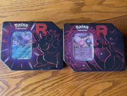 Destined Rivals Team Rocket Tins (Nidoking & Mewtwo) Set of 2 Bundle Pokemon🔥🔥 - Image 1
