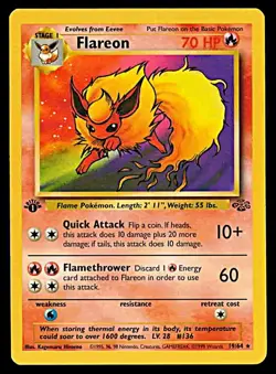 Pokemon TCG Flareon 19/64 Jungle Unlimited 1st Edition Common LP WOTC - Image 1