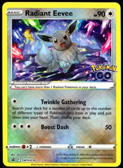 Pokemon TCG Radiant Eevee SWSH230 2022 Pokemon GO Black Star Promo Card - LP - Image 1
