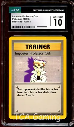CGC 10 GEM MINT Imposter Professor Oak 73/102 RARE Base Set Pokemon Card - Image 1