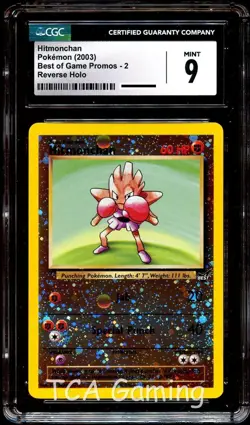 CGC 9 MINT Hitmonchan # 2 REVERSE HOLO Best of Game PROMO Pokemon Card - Image 1