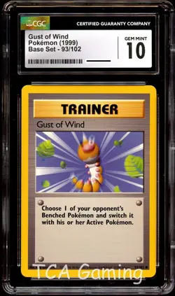 CGC 10 GEM MINT Gust of Wind 93/102 Base Set Pokemon Card - Image 1