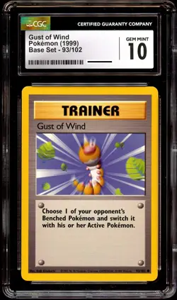 CGC 10 GEM MINT Gust of Wind 93/102 Base Set Pokemon Card - Image 2