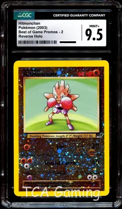 CGC 9.5 MINT+ Hitmonchan # 2 REVERSE HOLO Best of Game PROMO Pokemon Card - Image 1