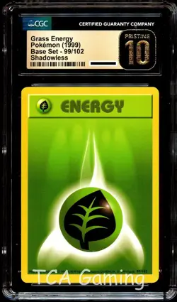 CGC 10 PRISTINE Grass Energy 99/102 Base Set SHADOWLESS Pokemon Card - Image 1