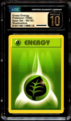 CGC 10 PRISTINE Grass Energy 99/102 Base Set SHADOWLESS Pokemon Card - Image 2