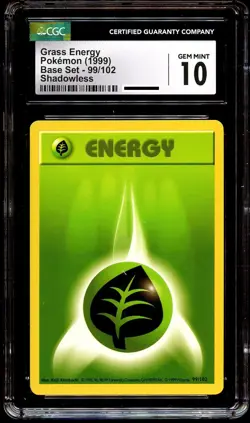 CGC 10 GEM MINT Grass Energy 99/102 Base Set SHADOWLESS Pokemon Card - Image 2