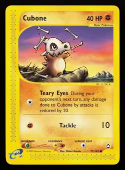 Cubone 72/147 Common Aquapolis Pokemon Card - Image 1
