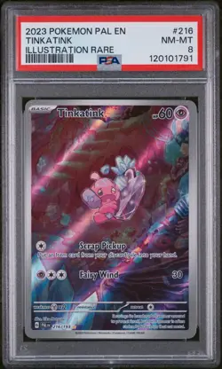 PSA 8 NM-MT Tinkatink 2023 Paldea Evolved Holo Pokemon Card - Image 1