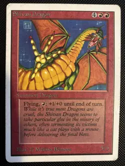 English - MTG Shivan Dragon - HP With Corner Ding - Unlimited Edition - Image 1