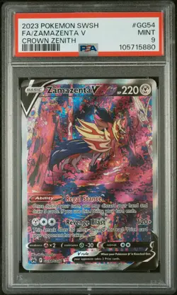 2023 POKEMON SWORD & SHIELD CROWN ZENITH #GG54 FULL ART/ZAMAZENTA V PSA 9 - Image 1