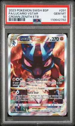 2023 POKEMON SWSH BLACK STAR PROMO #291 FULL ART/LUCARIO VSTAR PSA 10 - Image 1