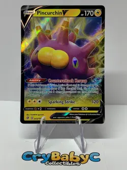 Pokemon Pincurchin V 072/192 Rebel Clash Sword & Shield ULTRA RARE - Image 1