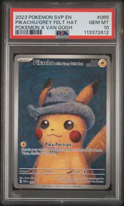 2023 POKEMON SVP EN-SV BLACK STAR PROMO #085 PIKACHU WITH GREY FELT HAT PSA 10 - Image 1