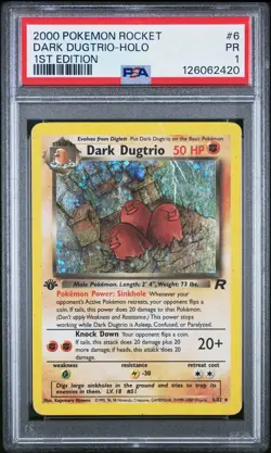 PSA 1 Dark Dugtrio 1st Edition Holo Team Rocket #6 2000 Pokemon WoTC PR - Image 1