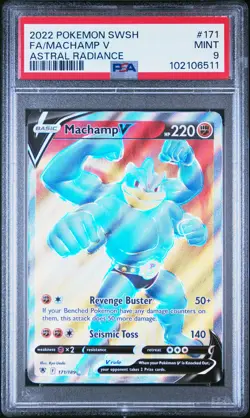 2022 POKEMON SWORD & SHIELD ASTRAL RADIANCE #171 FULL ART/MACHAMP V PSA 9 - Image 1