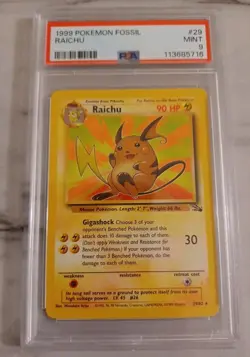 1999 Pokemon Fossil Raichu 29/64 Rare Non-Holo PSA 9 - Image 3