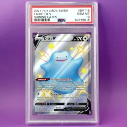 2021 Pokemon DITTO V #SV118 SWSH Shining Fates PSA 10 Gem Mint POP 1306 - Image 1