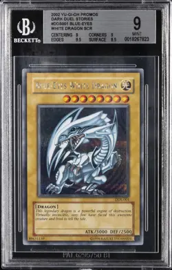 2002 YU-GI-OH PROMOS DARK DUEL STORIES SCR #DDS001 BLUE-EYES WHITE DRAGON BGS 9 - Image 1