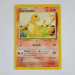 Shadowless Charmander 46/102 Base Set Rare Vintage 1999 Pokemon Card - Image 1