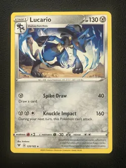 Lucario 120/185 Rare Vivid Voltage Pokemon Card - NM Near Mint - Image 1