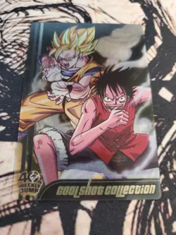 Goku Luffy DRAGON BALL ONE PIECE 40th weekly JUMP Card MORINAGA No.010 Japanese - Image 1