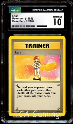 CGC 10 GEM MINT Lass 75/102 RARE Base Set Pokemon Card - Image 1