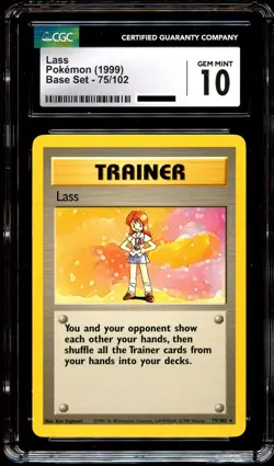 CGC 10 GEM MINT Lass 75/102 RARE Base Set Pokemon Card - Image 2