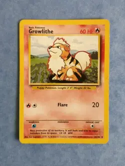 Pokemon TCG Original Base Set Uncommon Card - Growlithe 28/102 1999 - Image 1