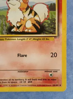 Pokemon TCG Original Base Set Uncommon Card - Growlithe 28/102 1999 - Image 3