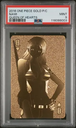 PSA 9 - Nami Queen of Hearts - One Piece Gold Poker Playing Card 2016 - Image 1
